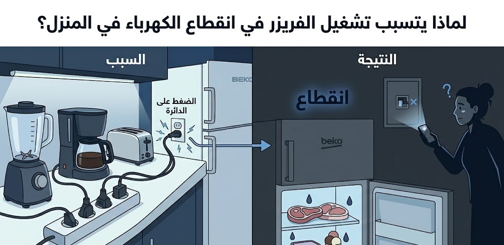 الفريزر يفصل الكهرباء